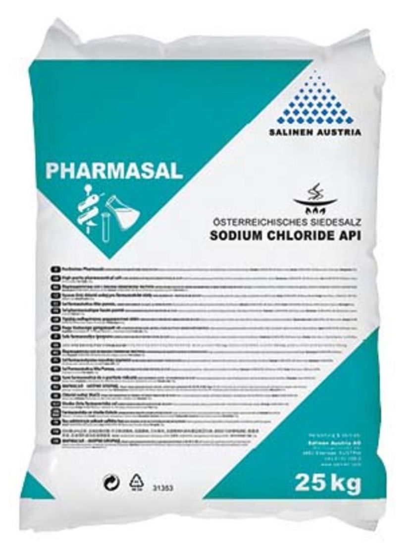 Торба от 25 кг с фармацевтична сол PHARMASAL на Salinen Austria